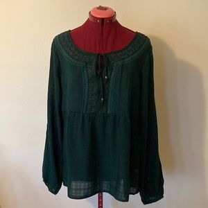 Sonoma blouse Size large forest green 
long sleeve,round neck  100% rayon NWT
